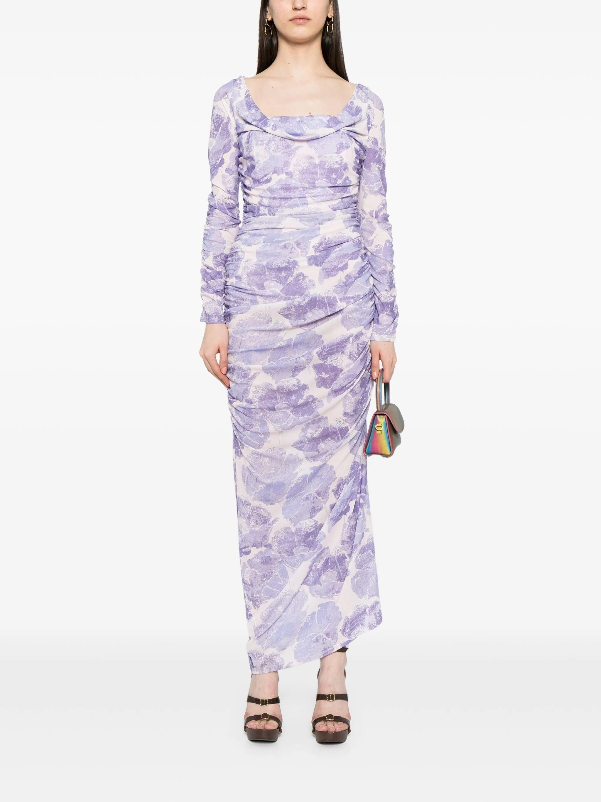 SOLANA STRETCH FLORAL-PRINT MAXI DRESS