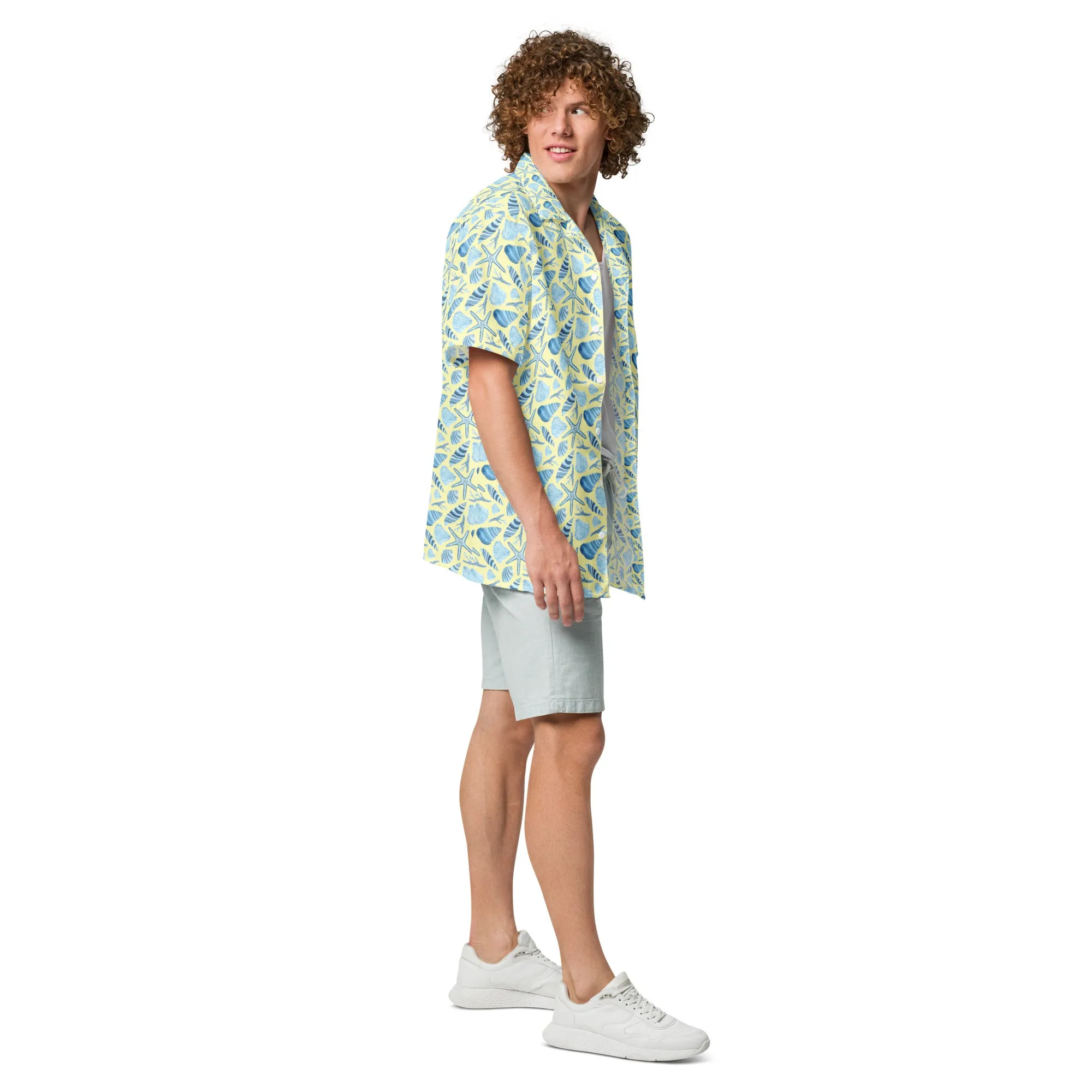 Sunny Shell Button Down Hawaiian Shirt