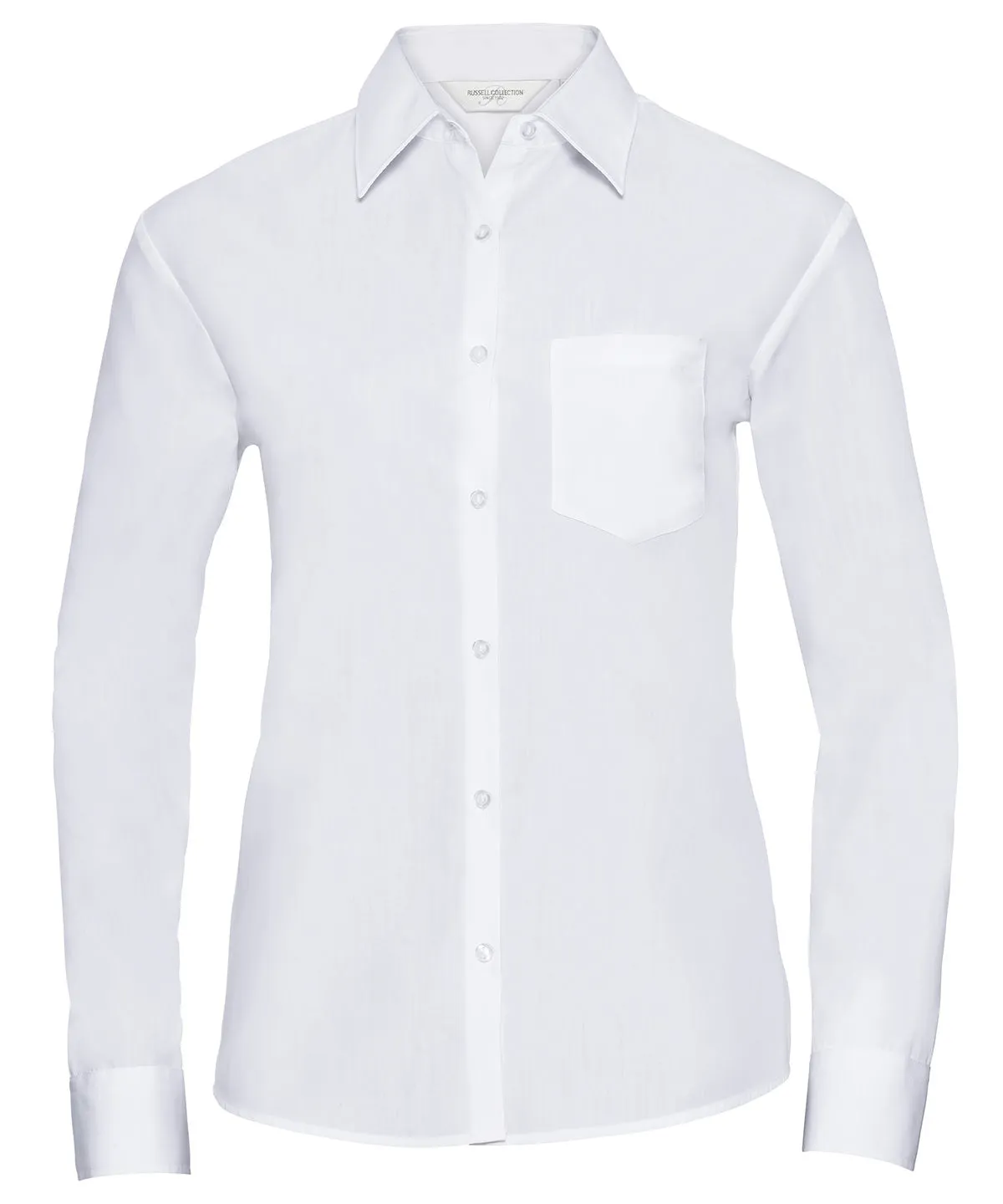 White - Women's long sleeve polycotton easycare poplin shirt