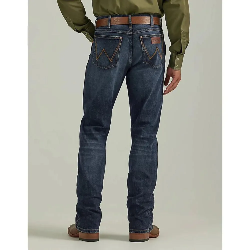 WRANGLER MENS RETRO SLIM FIT BOOTCUT JEANS - DARK WASH ELWICK 112338523